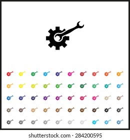 Set of colored icons. Cog Settings. icon. vector design