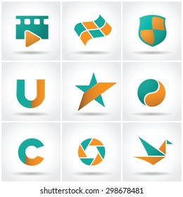 Set of colored icons. Contains transparent elements. Vector version of the file you can edit.