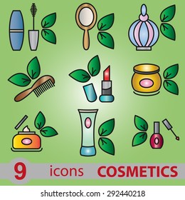 set of colored icons cosmetics