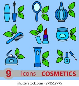 set of colored icons Cosmetics