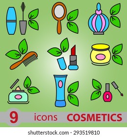 set of colored icons Cosmetics