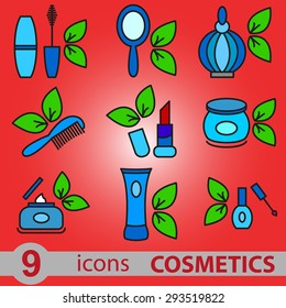 set of colored icons Cosmetics