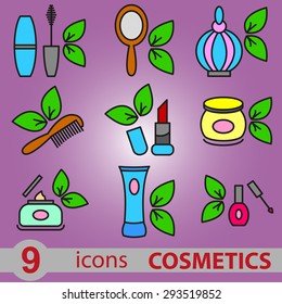 set of colored icons Cosmetics