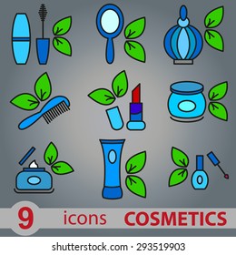 set of colored icons Cosmetics