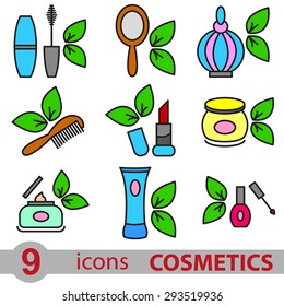 set of colored icons Cosmetics