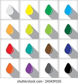 Set of colored icons with drop shadow