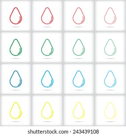 Set of colored icons drops