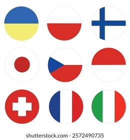 a set of colored icons of the flags of the countries of the world