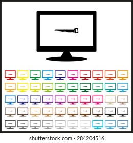 Set of colored icons. Hand saw woodworking instrument icon. icon. vector design