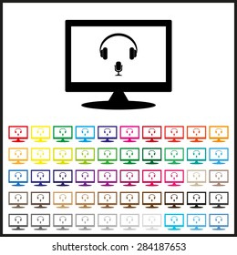 Set of colored icons. Headphones. Musical accessory. icon. vector design