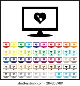 Set of colored icons. heart and key. icon. vector design