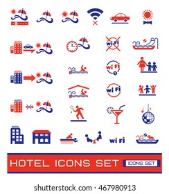 Set of colored icons for hotel items