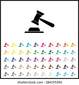 Set of colored icons. judge or auction hammer. icon. vector design