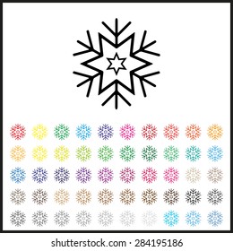 Set of colored icons. large  snowflake. icon. vector design