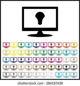 Set of colored icons. LED lamp controlled via wi-fi network. icon. vector design