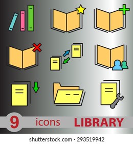 set of colored icons library