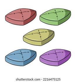A set of colored icons. Light pillow-litter for animals, comfortable soft chaise longue, vector illustration in cartoon style on a white background