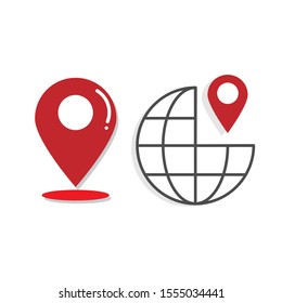 Set of colored icons with location sign