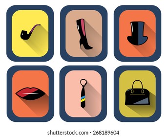 Set of colored icons of male and female subjects.