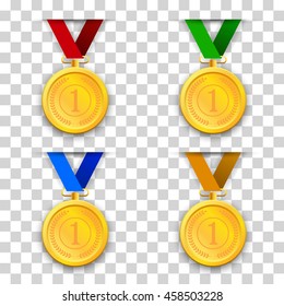 Set of colored icons medals. Vector illustration