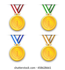 Set of colored icons medals. Vector illustration
