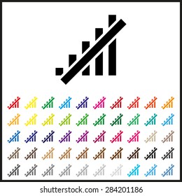 Set of colored icons. no signal, poor signal strength, signal strength indicator. icon. vector design