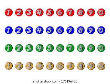 Set of colored icons with numbers