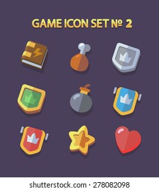 set of colored icons. objects for the game