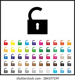Set of colored icons. open lock. icon. vector design