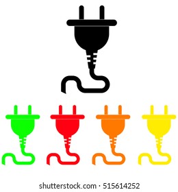 set of colored icons plugs. Connector. Vector illustration