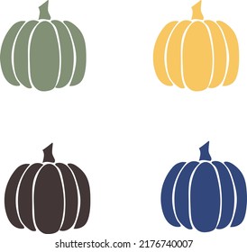 A set of colored icons pumpkin.