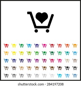 Set of colored icons. put in shopping cart. icon. vector design