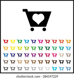 Set of colored icons. put in shopping cart. icon. vector design