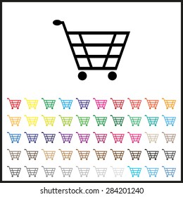 Set of colored icons. put in shopping cart. icon. vector design