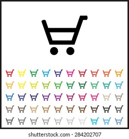 Set of colored icons. put in shopping cart. icon. vector design