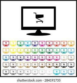 Set of colored icons. Shoping basket. icon. vector design
