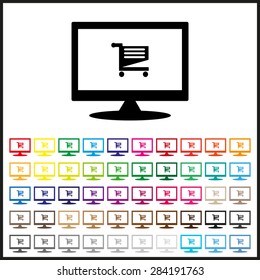 Set of colored icons. Shoping basket. icon. vector design