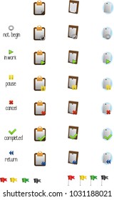 Set of colored icons showing task status