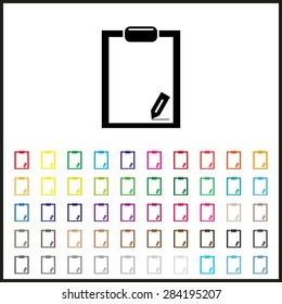 Set of colored icons. tablet with paper. icon. vector design