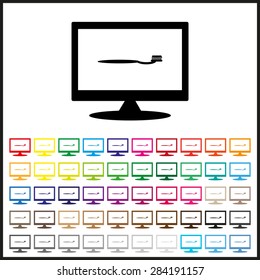 Set of colored icons. Toothbrush and Toothpaste. icon. vector design