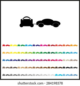 Set of colored icons. trailer, car, suitcase on wheels. icon. vector design