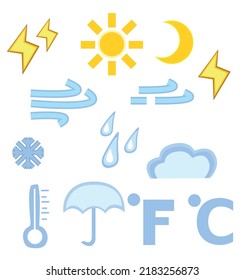 
A set of colored icons for the weather.