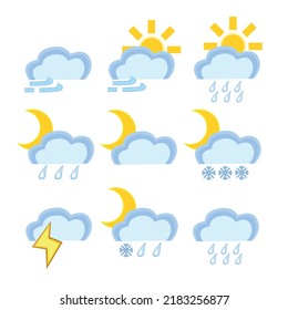 
A set of colored icons for the weather.