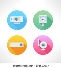 Set of colored icons for website and mobile application. Flat design. Vector. Editable.