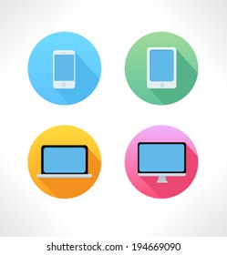 Set of colored icons for website and mobile application. Flat design. Vector. Editable.
