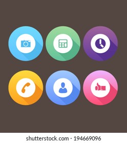 Set of colored icons for website and mobile application. Flat design. Vector. Editable.