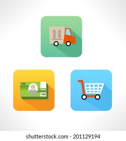 Set of colored icons for website and mobile application. Flat design. Vector. Editable. Transportation.