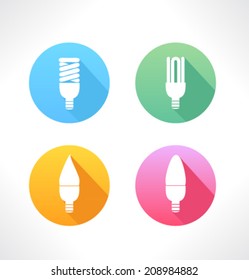 Set of colored icons for website and mobile application. Flat design. Vector. Editable. Electric lamp.