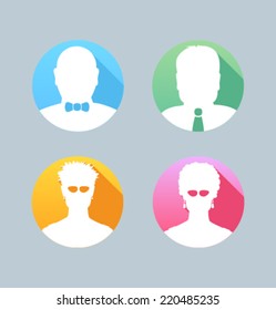Set of colored icons for website and mobile application. Flat design. Vector. Editable. People head silhouettes.