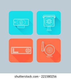 Set of colored icons for website and mobile application. Flat design. Vector. Editable. Camera. 